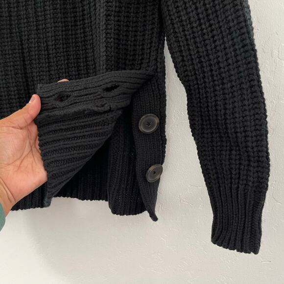Madewell Mock Neck Sweater Women's XXS Black Side Button Chunky Knit Wool NWT - Picture 7 of 13